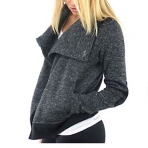 🍂Gray Textured Fleece Moto Jacket